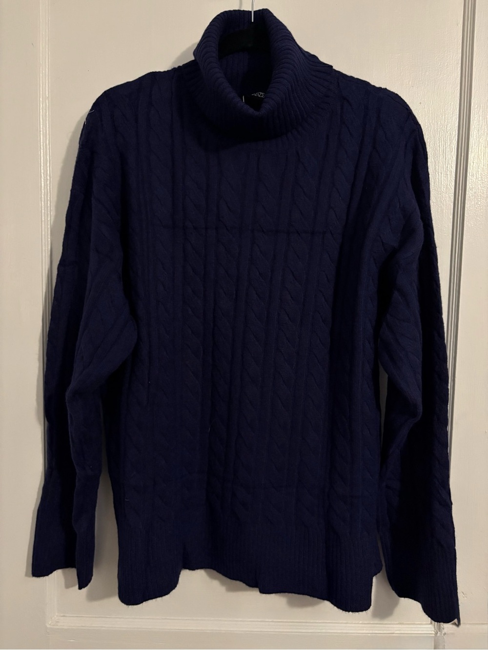 Zanzea Cable Knit Turtleneck Sweater in Navy